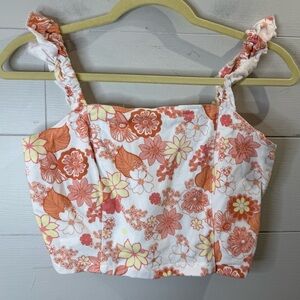 Altar'd State Floral Orange and White Women's Top Size Small